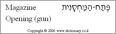 'Magazine Opening (gun)' in Hebrew